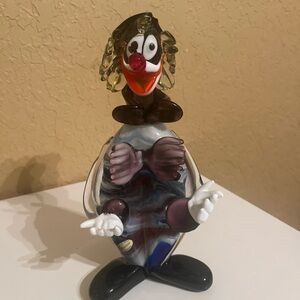 Murano Venezia Art Glass 11.5” Clown with Hand Repair Murano Italy